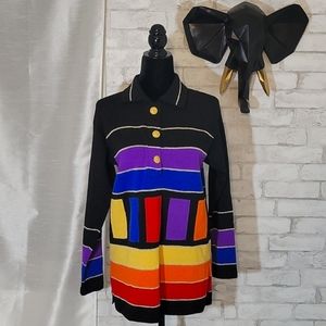 Vintage Long Sleeve Color Block Sweater Size M
